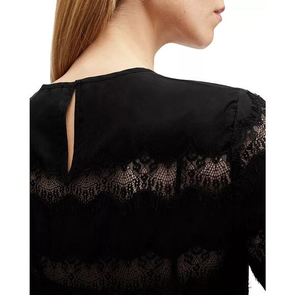 ALL SAINTS Tiff Lace Panelled Sheer Lace Trim Top - Picture 5 of 11
